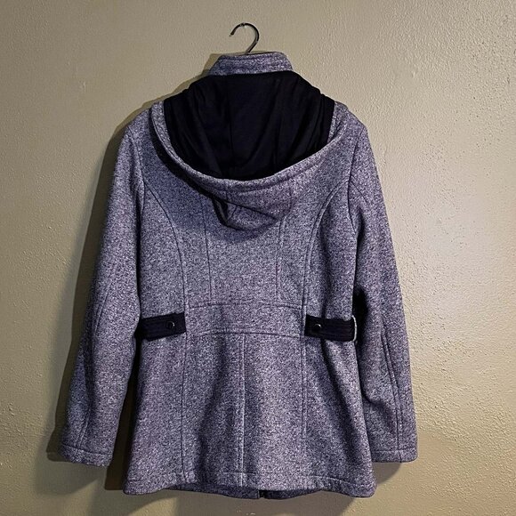 Jones New York Gray Herringbone Zip-Up Coat with Hood – M - Picture 2 of 4